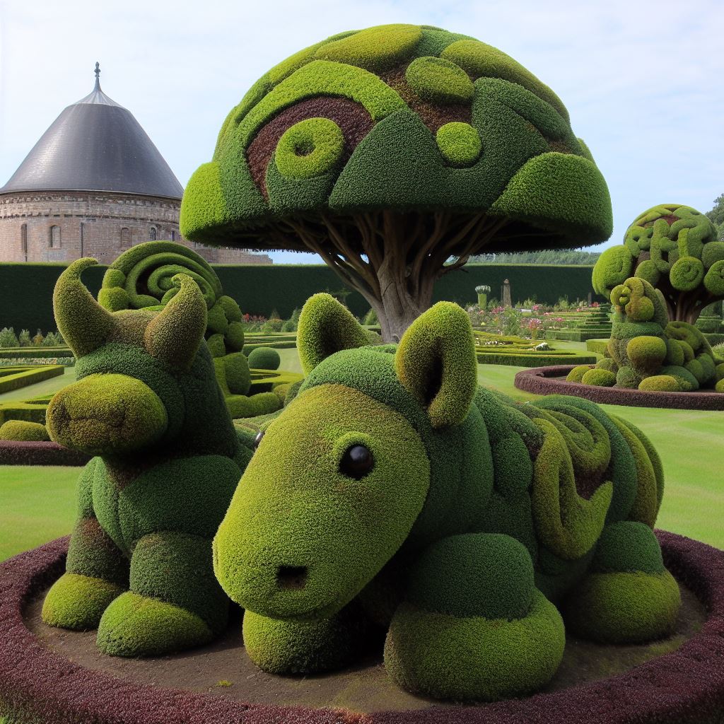 Transforming greenery into artistry: A detailed topiary masterpiece of a graceful swan