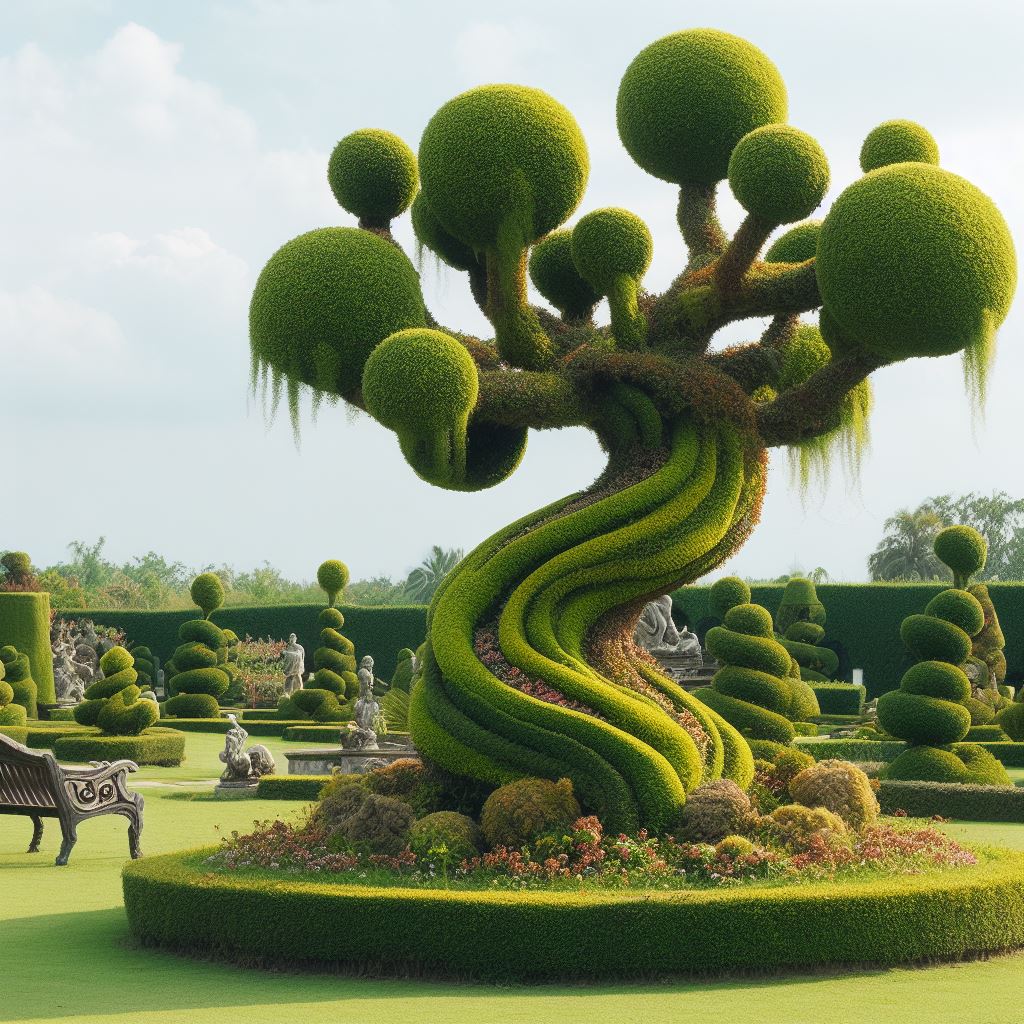 The Art of Topiary: Craftsmanship showcased in a meticulously trimmed dragon topiary